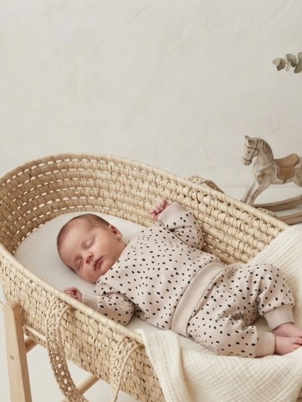 H&M Cream Black Dot Sweatshirt + Sweatshorts Matching Set